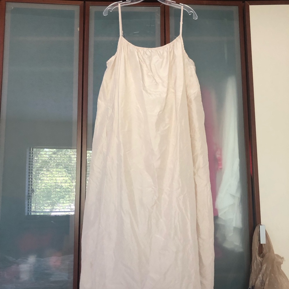 Eileen Fisher 100% Silk Long Camisole Dress Champagne Beige 1X